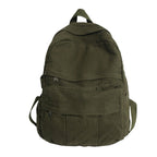 Canvas School Backpack with Padded Straps and Multiple Compartments