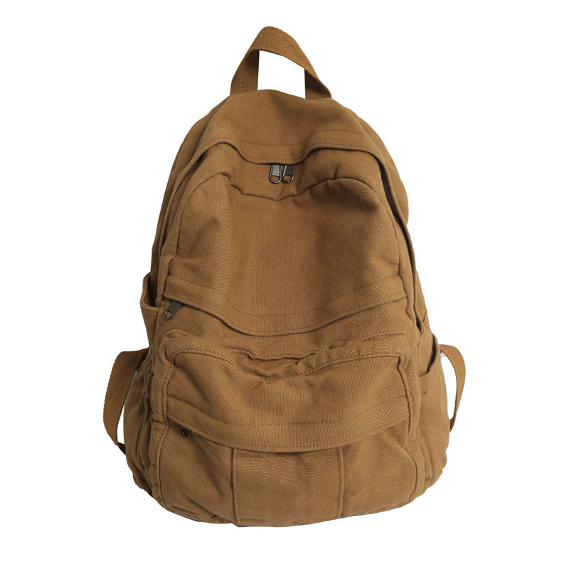 Canvas School Backpack with Padded Straps and Multiple Compartments