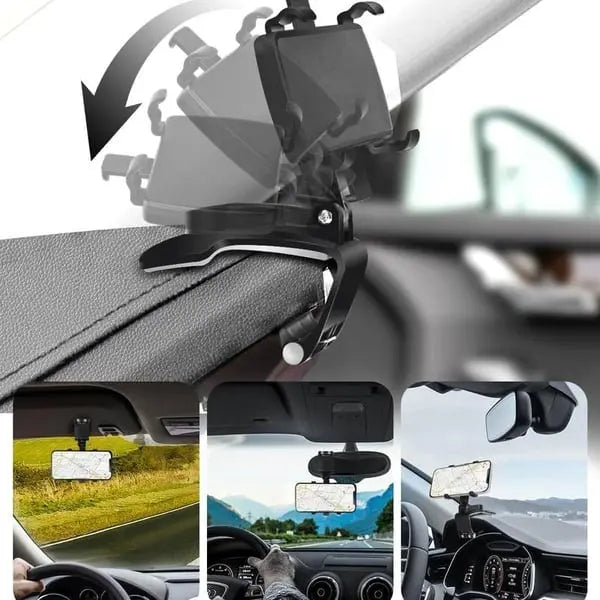 360° Rotatable Car Phone Holder - Dashboard, Rearview Mirror, Sun Visor Mount, view 4