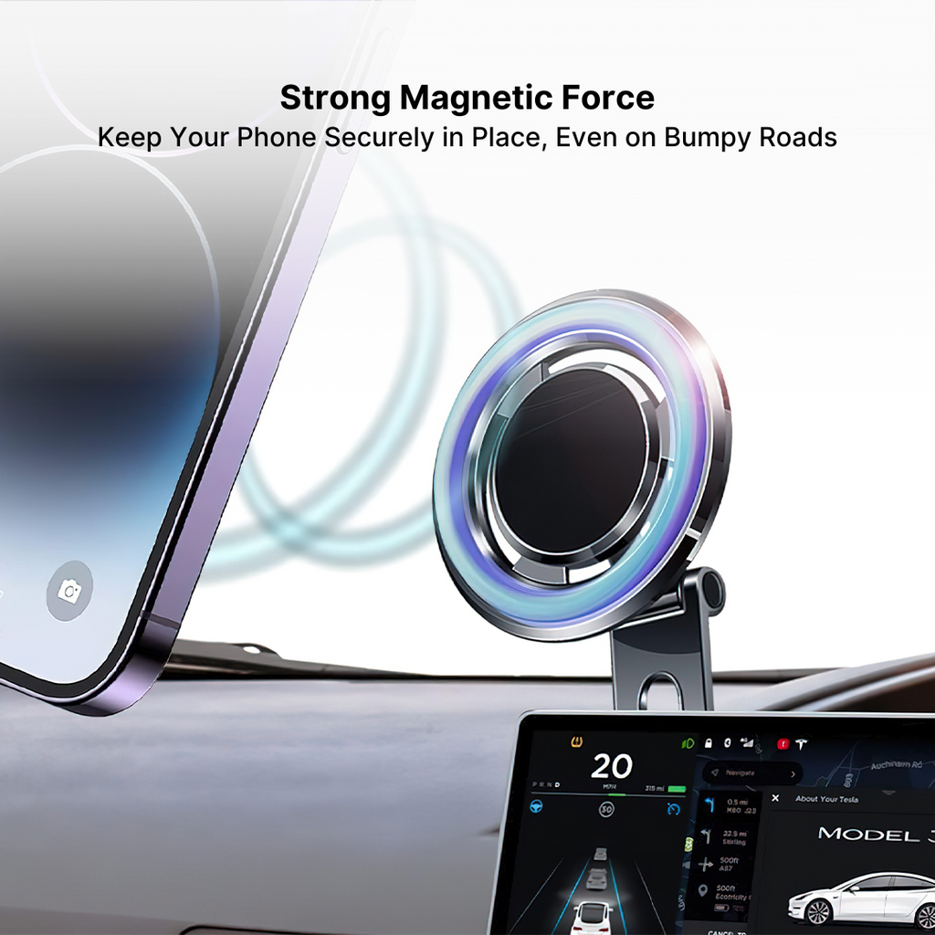 Magnetic Car Phone Holder with Adjustable Stand for iPhone - Zinc Alloy, view 2