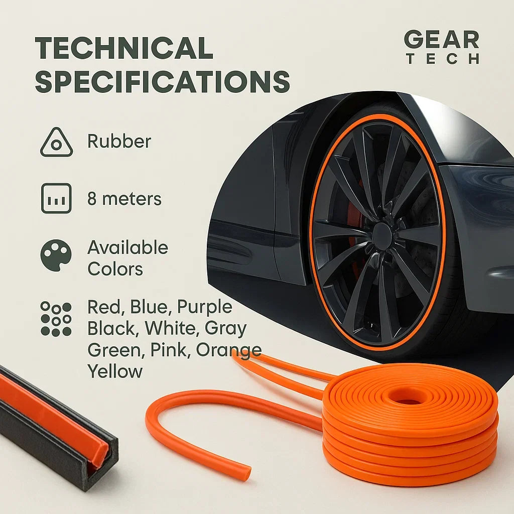 Wheel Rim Protector for Alloy Wheels - High-Quality Rubber, 8m Length, view 2