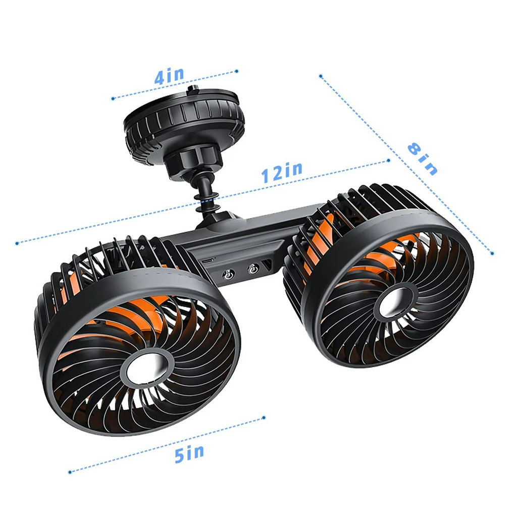 Car Fan, 4000 mAh Rechargeable Battery, 3 Speeds