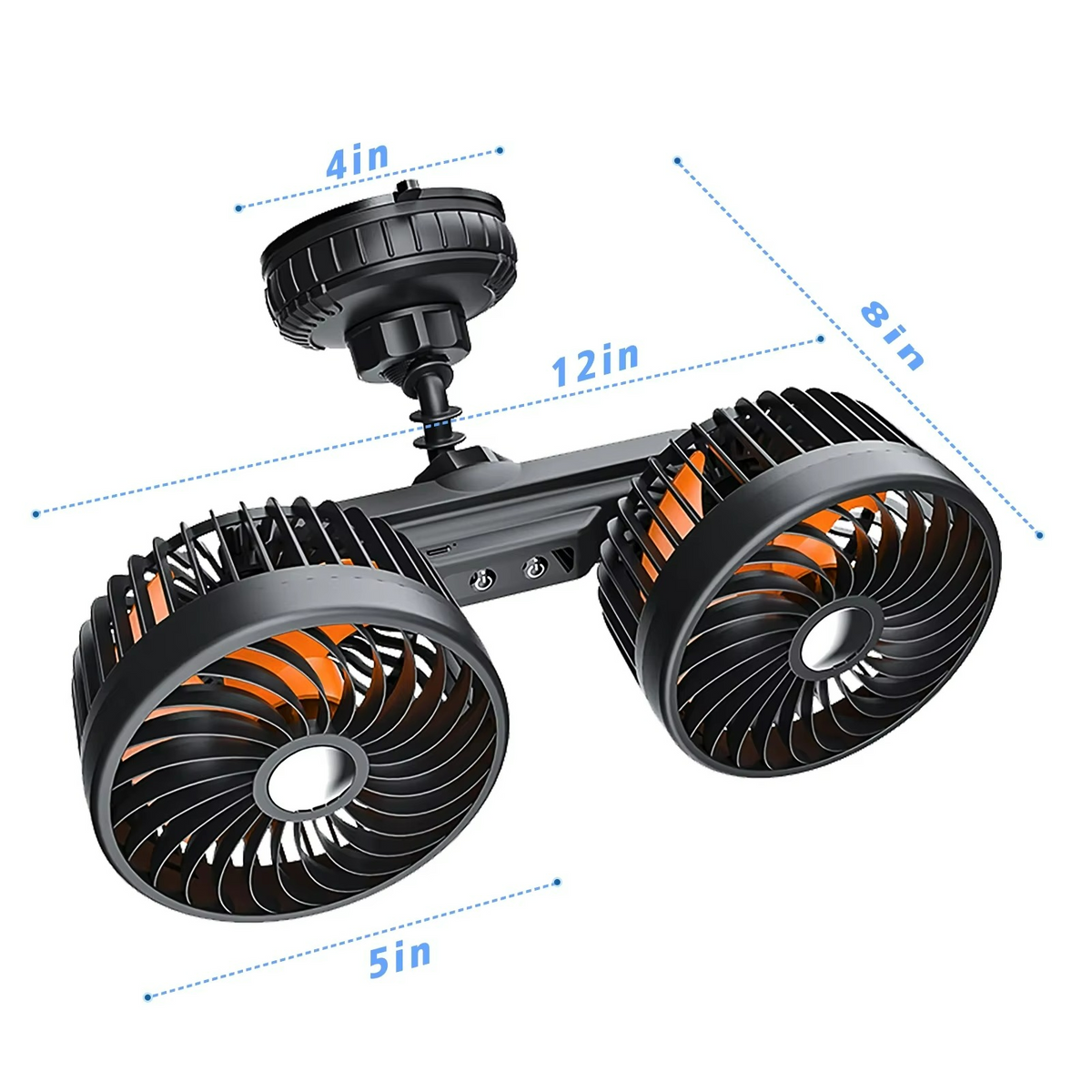 Car Fan, 4000 mAh Rechargeable Battery, 3 Speeds