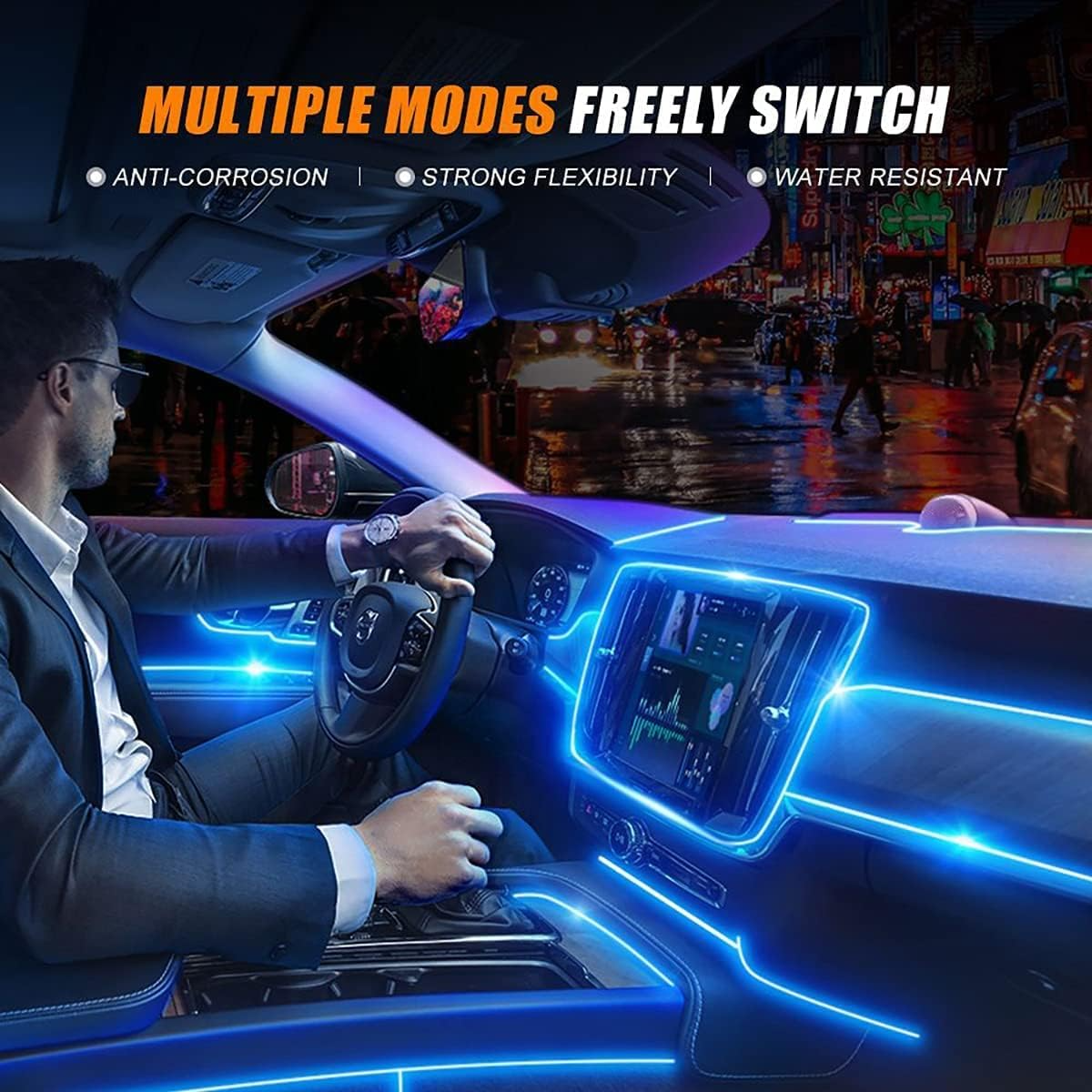 Car Interior LED Light Strips with Remote or App Control