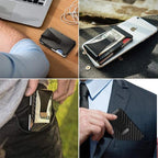 Carbon Fibre Wallet with 304 Stainless Steel Money Clip, 96 × 65 × 13 mm