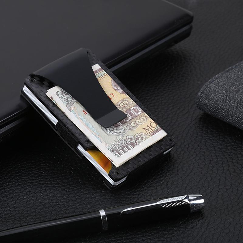 Carbon Fibre Wallet with 304 Stainless Steel Money Clip, 96 × 65 × 13 mm