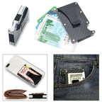 Carbon Fibre Wallet with 304 Stainless Steel Money Clip, 96 × 65 × 13 mm