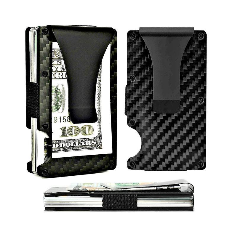 Carbon Fibre Wallet with 304 Stainless Steel Money Clip, 96 × 65 × 13 mm