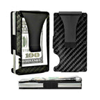 Carbon Fibre Wallet with 304 Stainless Steel Money Clip, 96 × 65 × 13 mm