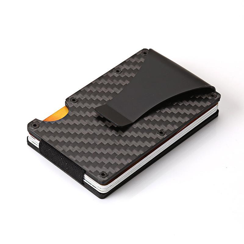 Carbon Fibre Wallet with 304 Stainless Steel Money Clip, 96 × 65 × 13 mm