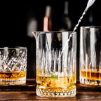 Carved Clear Glass Cocktail Mixing Glass, 18 cm