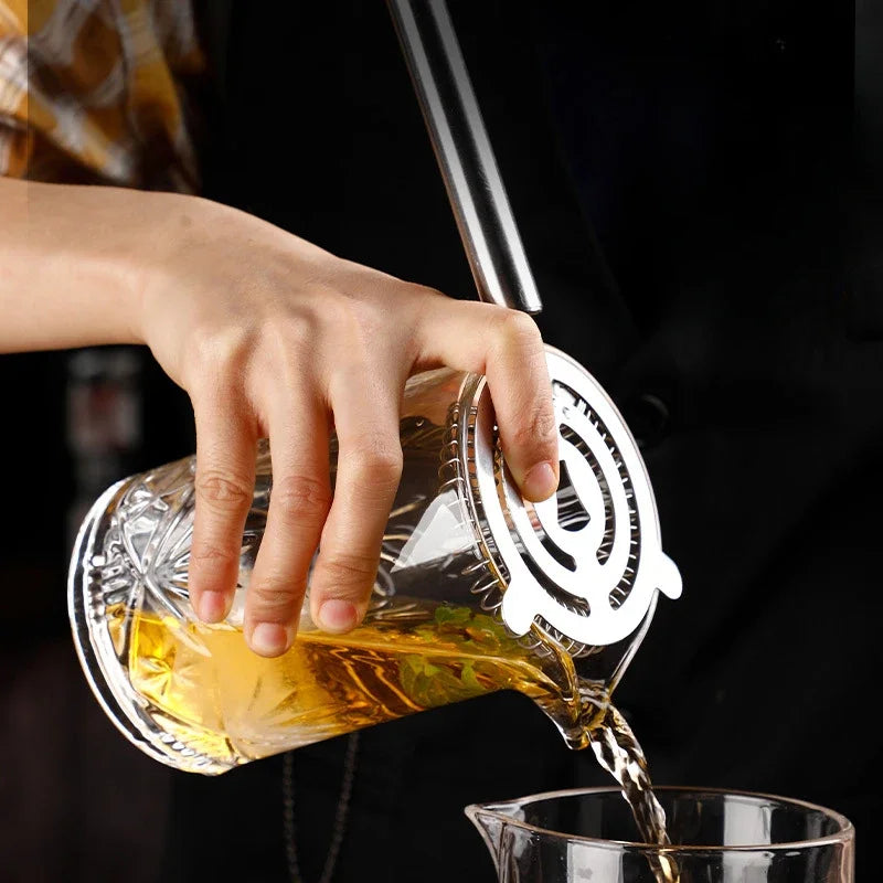 Carved Clear Glass Cocktail Mixing Glass, 18 cm