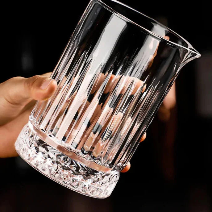 Carved Clear Glass Cocktail Mixing Glass, 18 cm