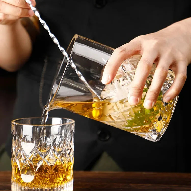 Carved Clear Glass Cocktail Mixing Glass, 18 cm