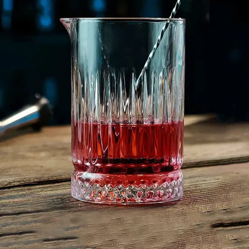 Carved Clear Glass Cocktail Mixing Glass, 18 cm