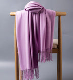 Cashmere-Blend Throw Blanket with Fringe