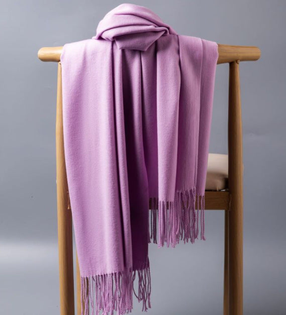 Cashmere-Blend Throw Blanket with Fringe