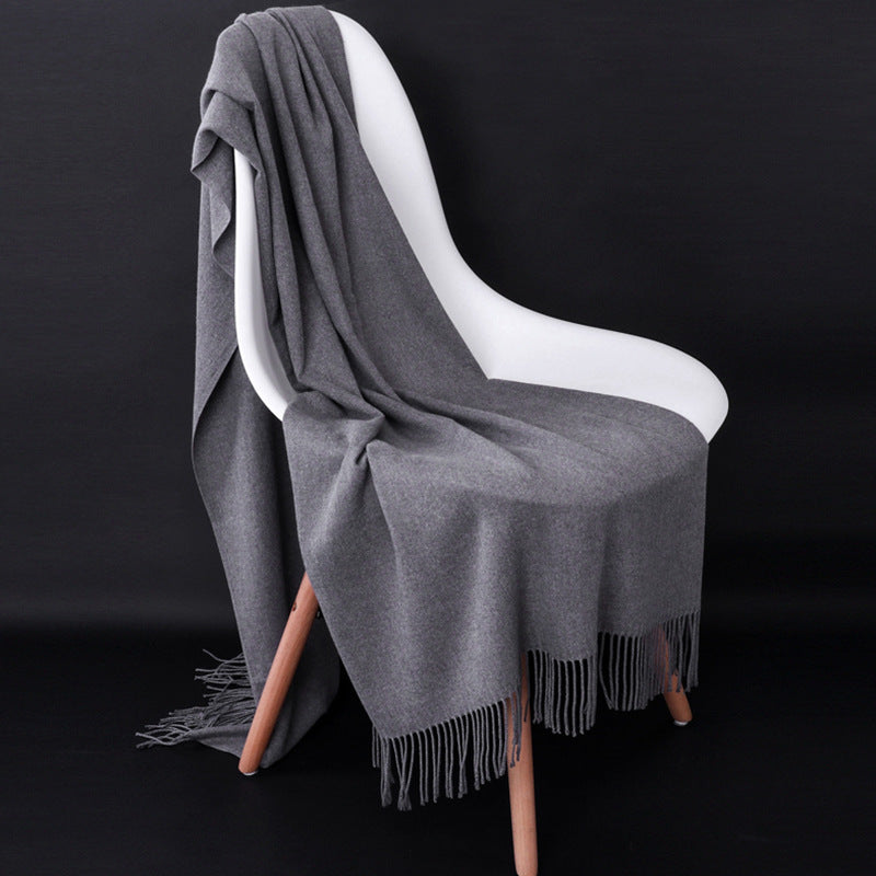 Cashmere-Blend Throw Blanket with Fringe