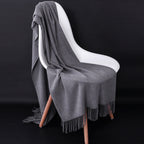 Cashmere-Blend Throw Blanket with Fringe