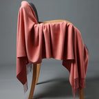 Cashmere-Blend Throw Blanket with Fringe