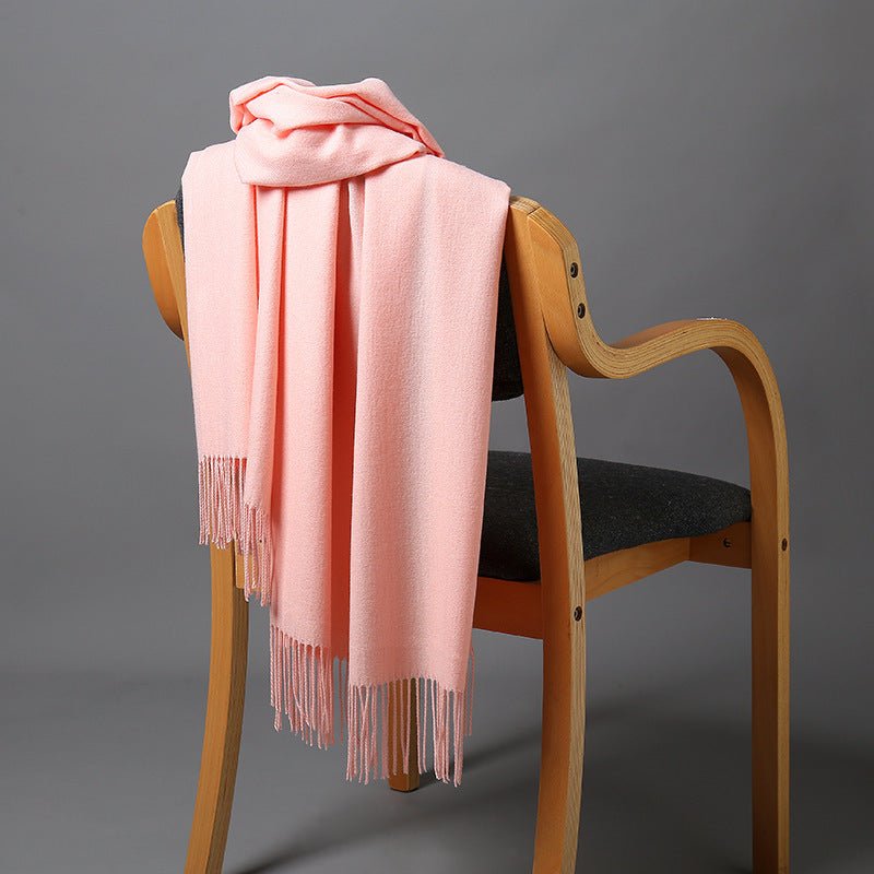 Cashmere-Blend Throw Blanket with Fringe