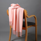 Cashmere-Blend Throw Blanket with Fringe