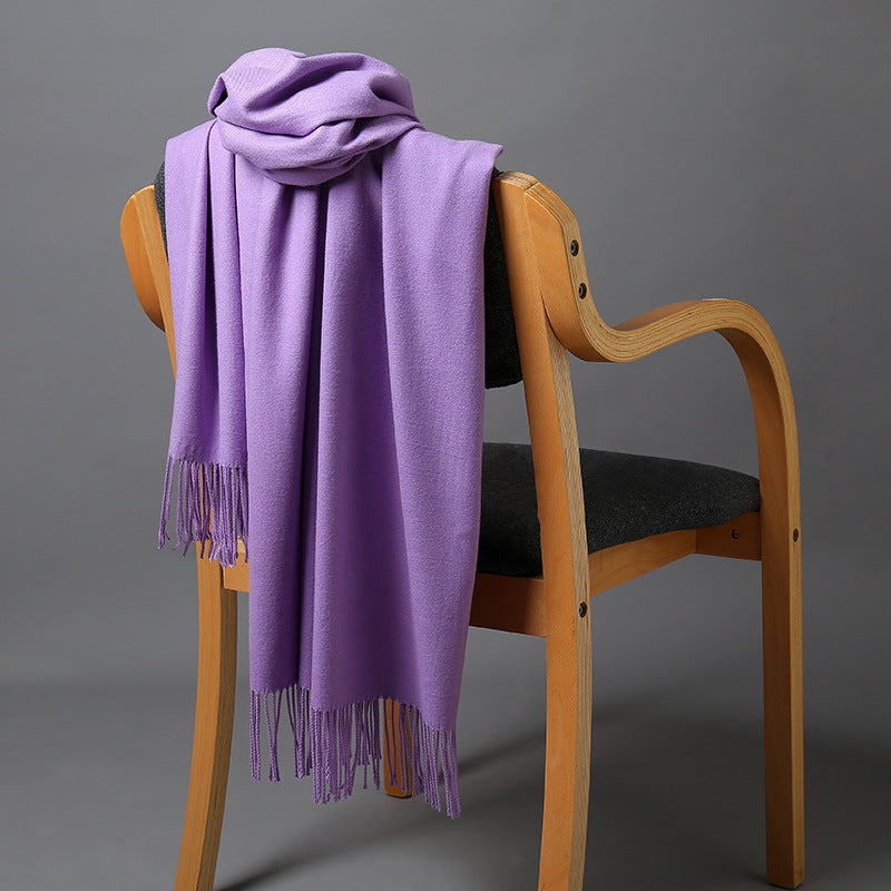 Cashmere-Blend Throw Blanket with Fringe