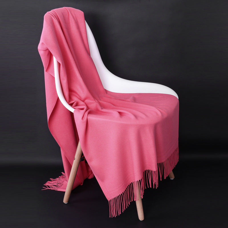 Cashmere-Blend Throw Blanket with Fringe