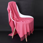 Cashmere-Blend Throw Blanket with Fringe