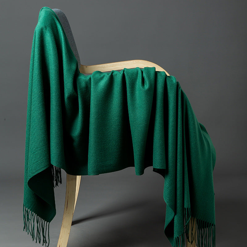 Cashmere-Blend Throw Blanket with Fringe