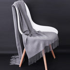 Cashmere-Blend Throw Blanket with Fringe