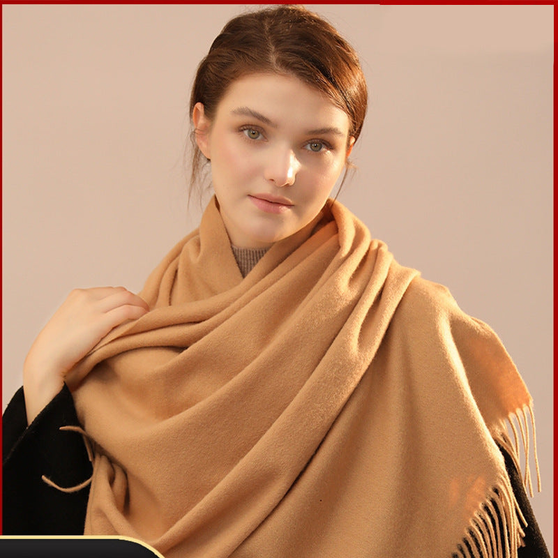 Cashmere-Blend Throw Blanket with Fringe