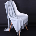 Cashmere-Blend Throw Blanket with Fringe