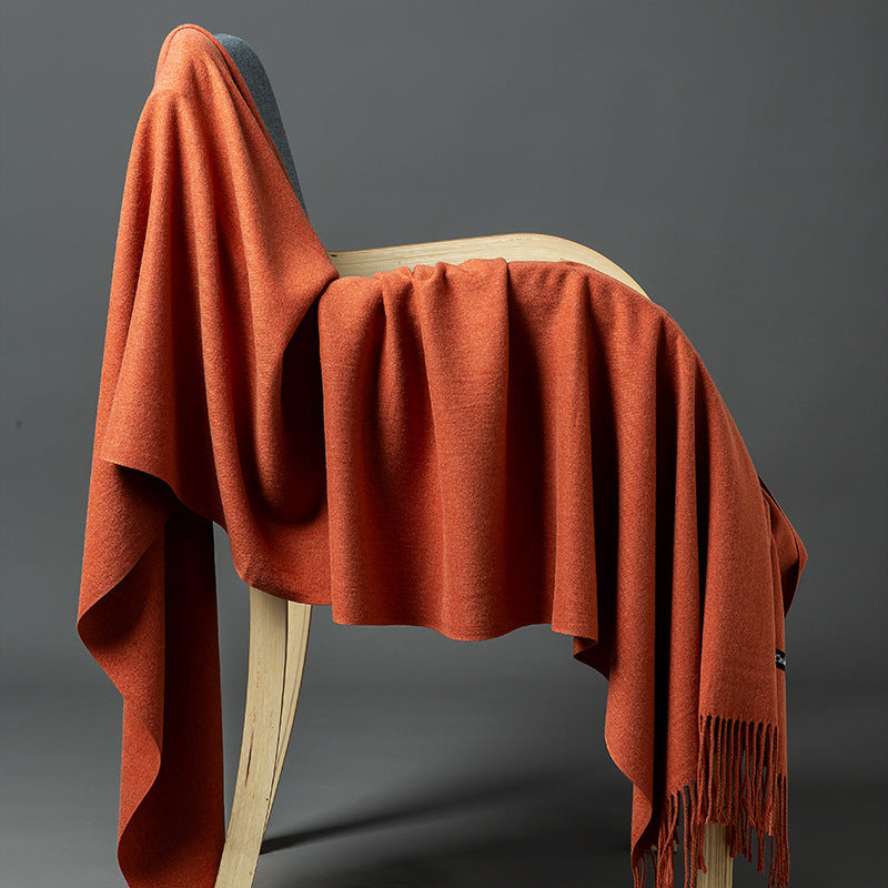 Cashmere-Blend Throw Blanket with Fringe