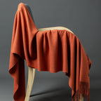 Cashmere-Blend Throw Blanket with Fringe