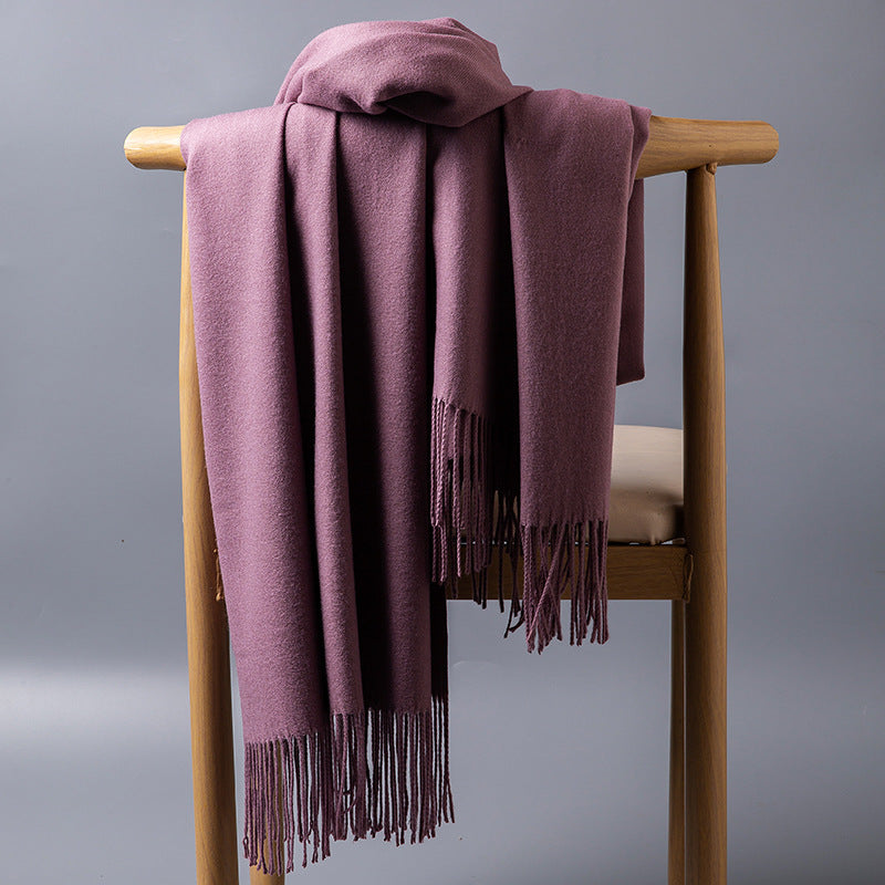 Cashmere-Blend Throw Blanket with Fringe