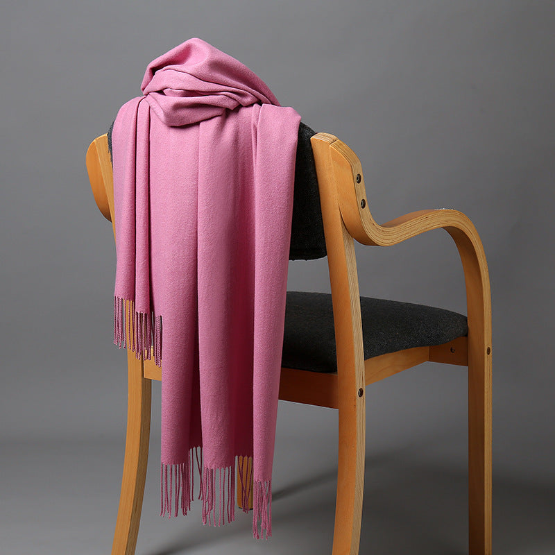 Cashmere-Blend Throw Blanket with Fringe