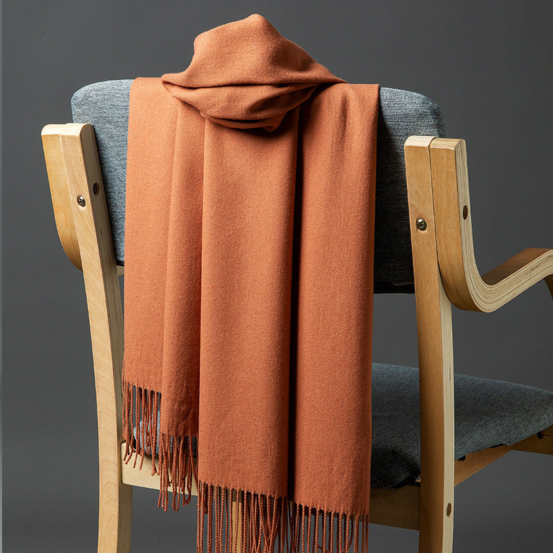 Cashmere-Blend Throw Blanket with Fringe