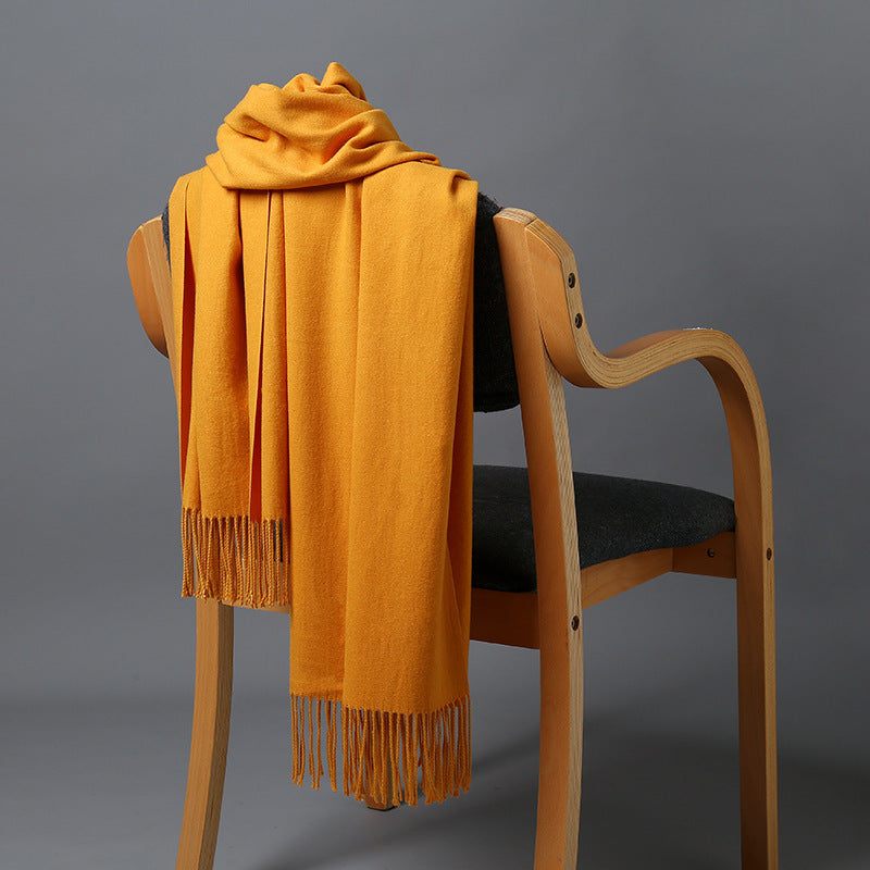 Cashmere-Blend Throw Blanket with Fringe