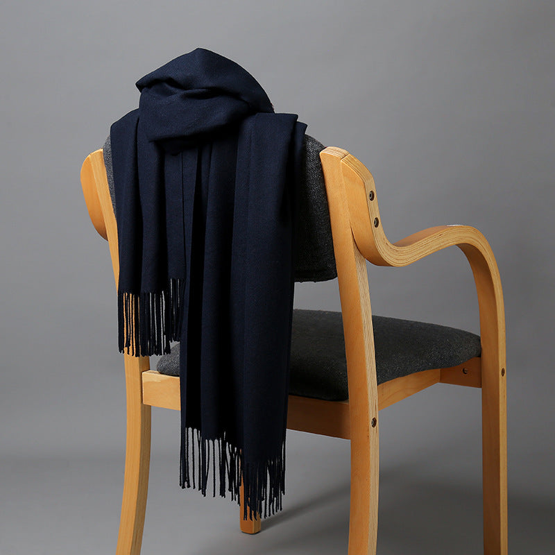 Cashmere-Blend Throw Blanket with Fringe