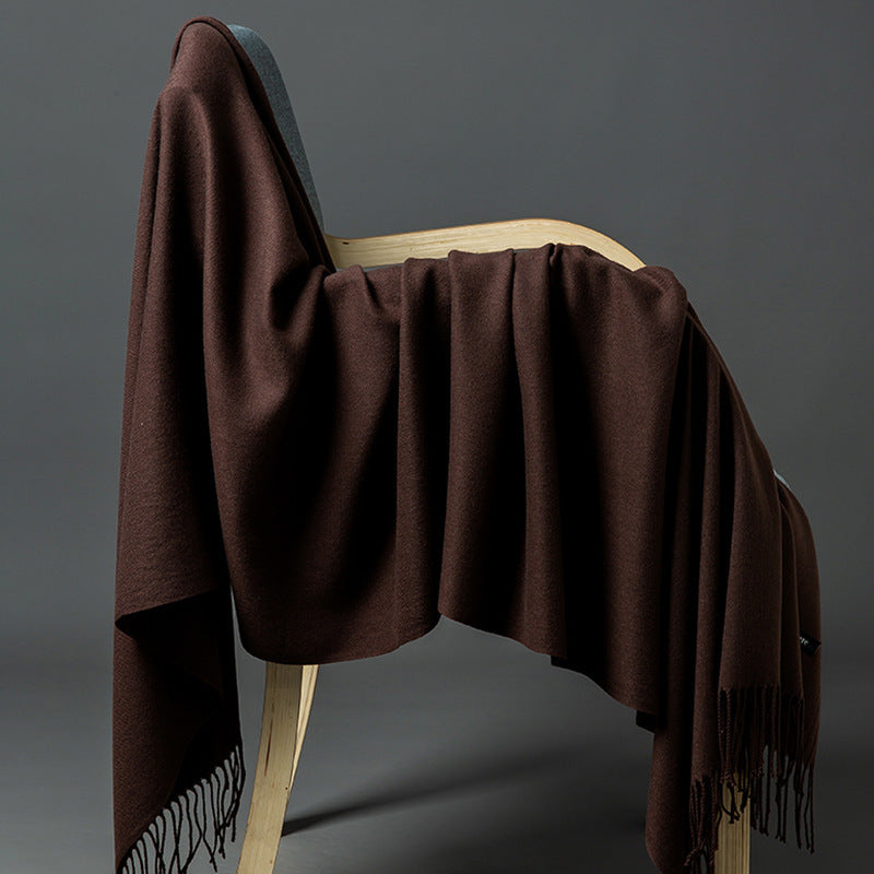 Cashmere-Blend Throw Blanket with Fringe