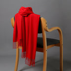 Cashmere-Blend Throw Blanket with Fringe