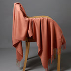 Cashmere-Blend Throw Blanket with Fringe