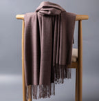 Cashmere-Blend Throw Blanket with Fringe