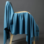 Cashmere-Blend Throw Blanket with Fringe