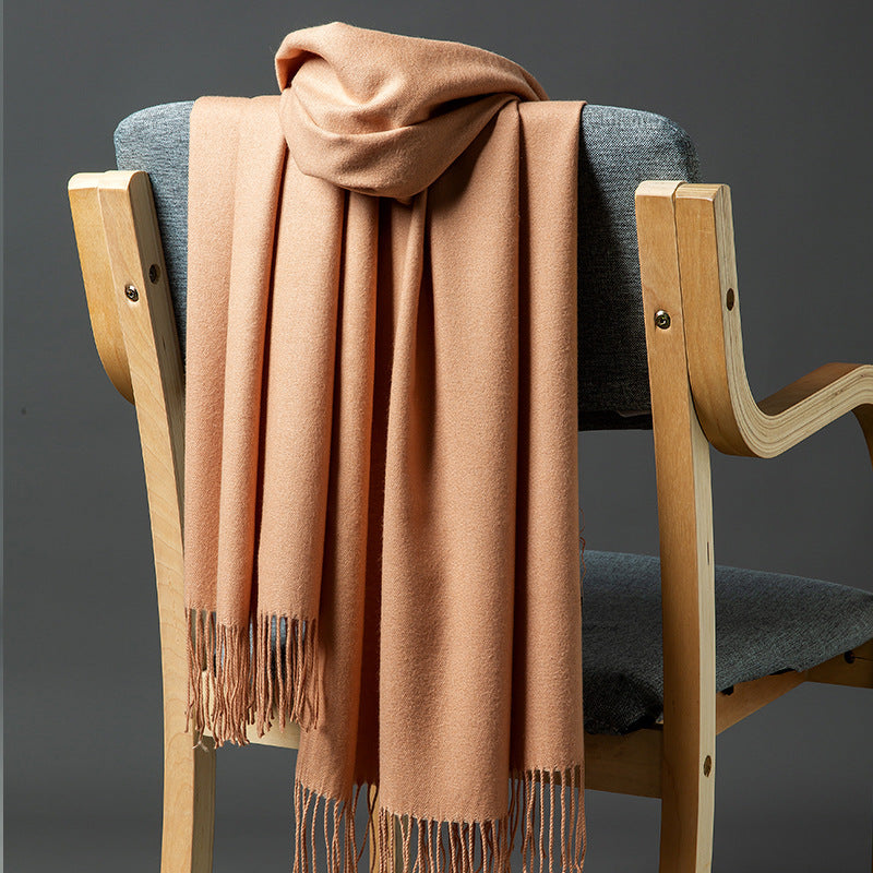 Cashmere-Blend Throw Blanket with Fringe