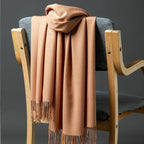 Cashmere-Blend Throw Blanket with Fringe