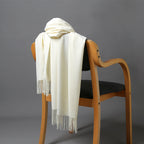 Cashmere-Blend Throw Blanket with Fringe