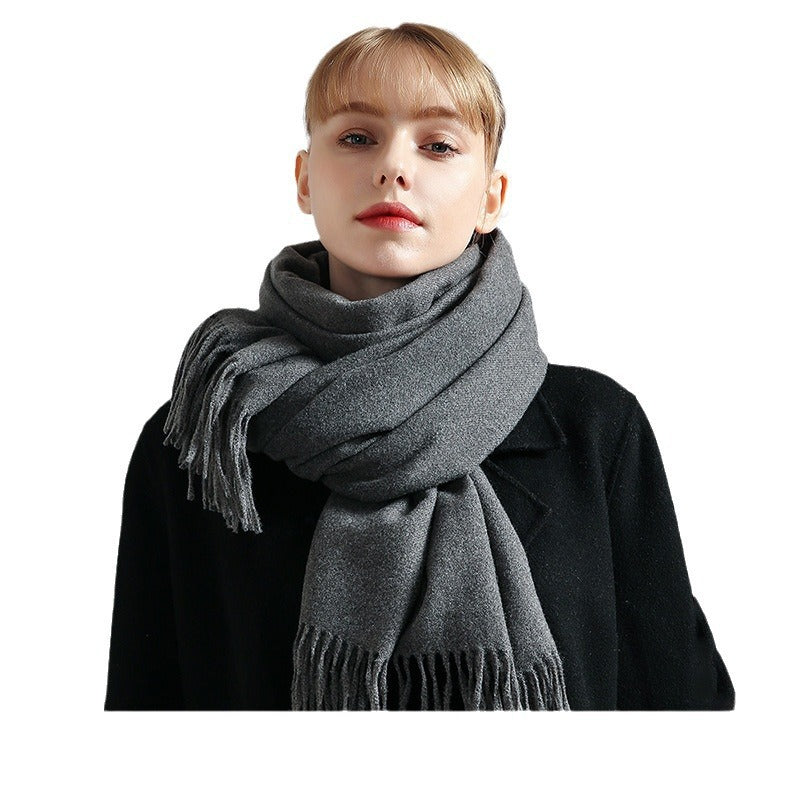 Cashmere-Blend Throw Blanket with Fringe