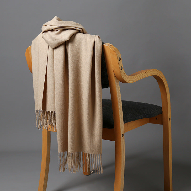 Cashmere-Blend Throw Blanket with Fringe